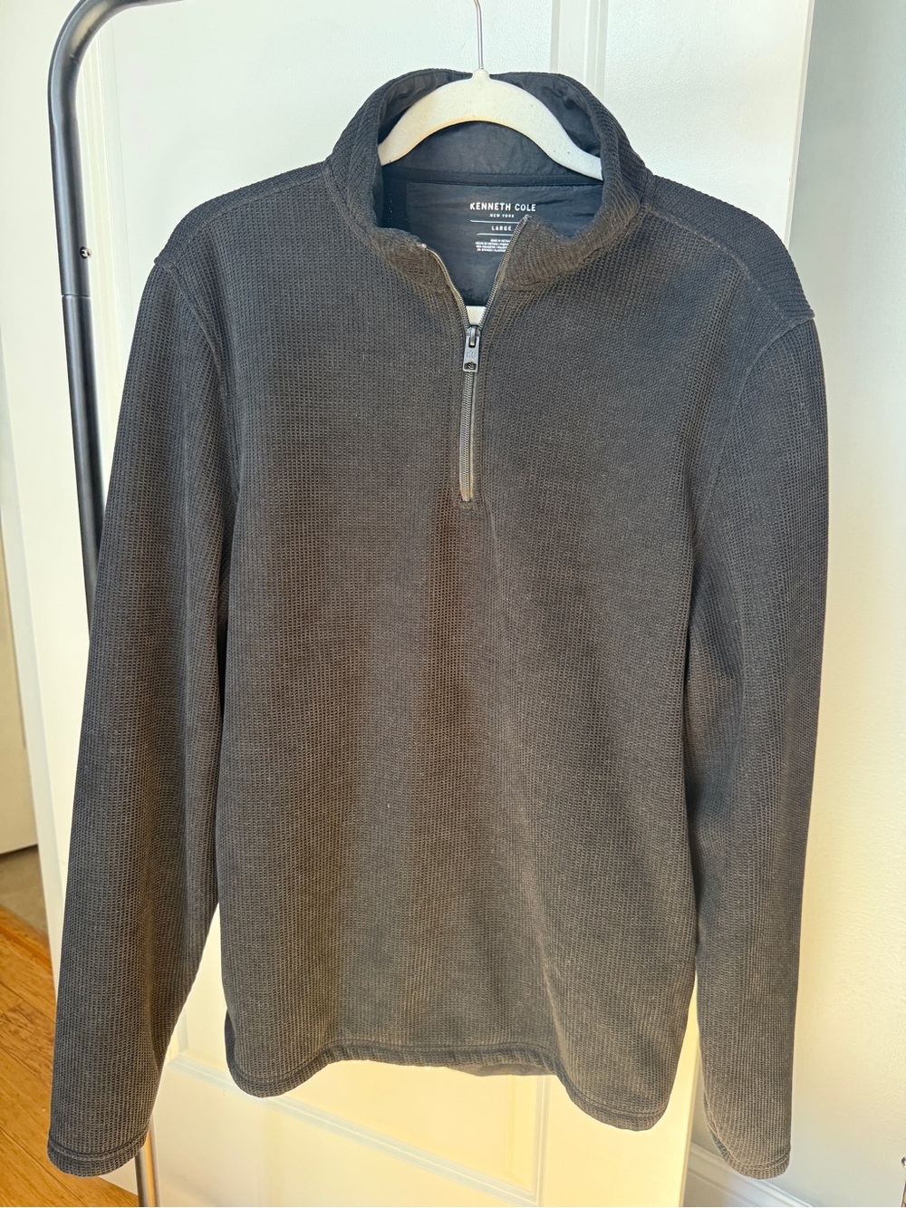 Kenneth Cole Large Waffle Quarter Zip (Black)
